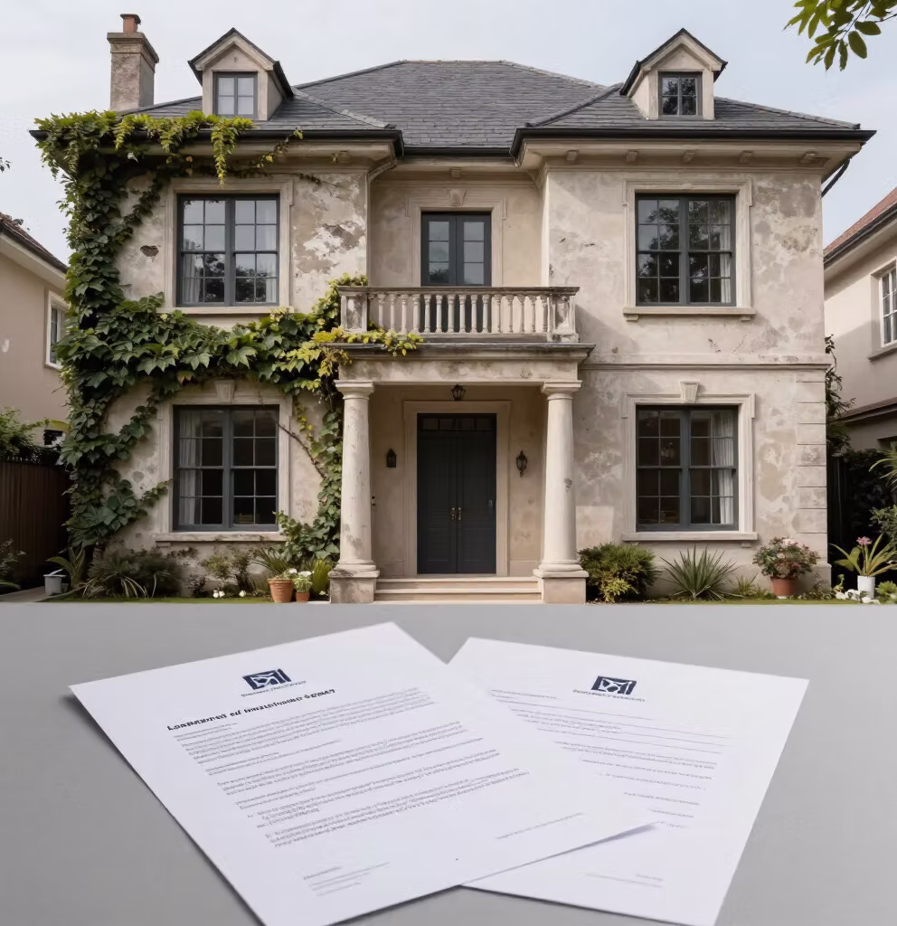 Distressed luxury home with foreclosure documents — Spyglass forensic acquisition due diligence in Florida